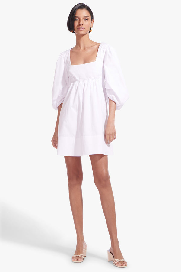 STAUD MINI WELLS DRESS WHITE